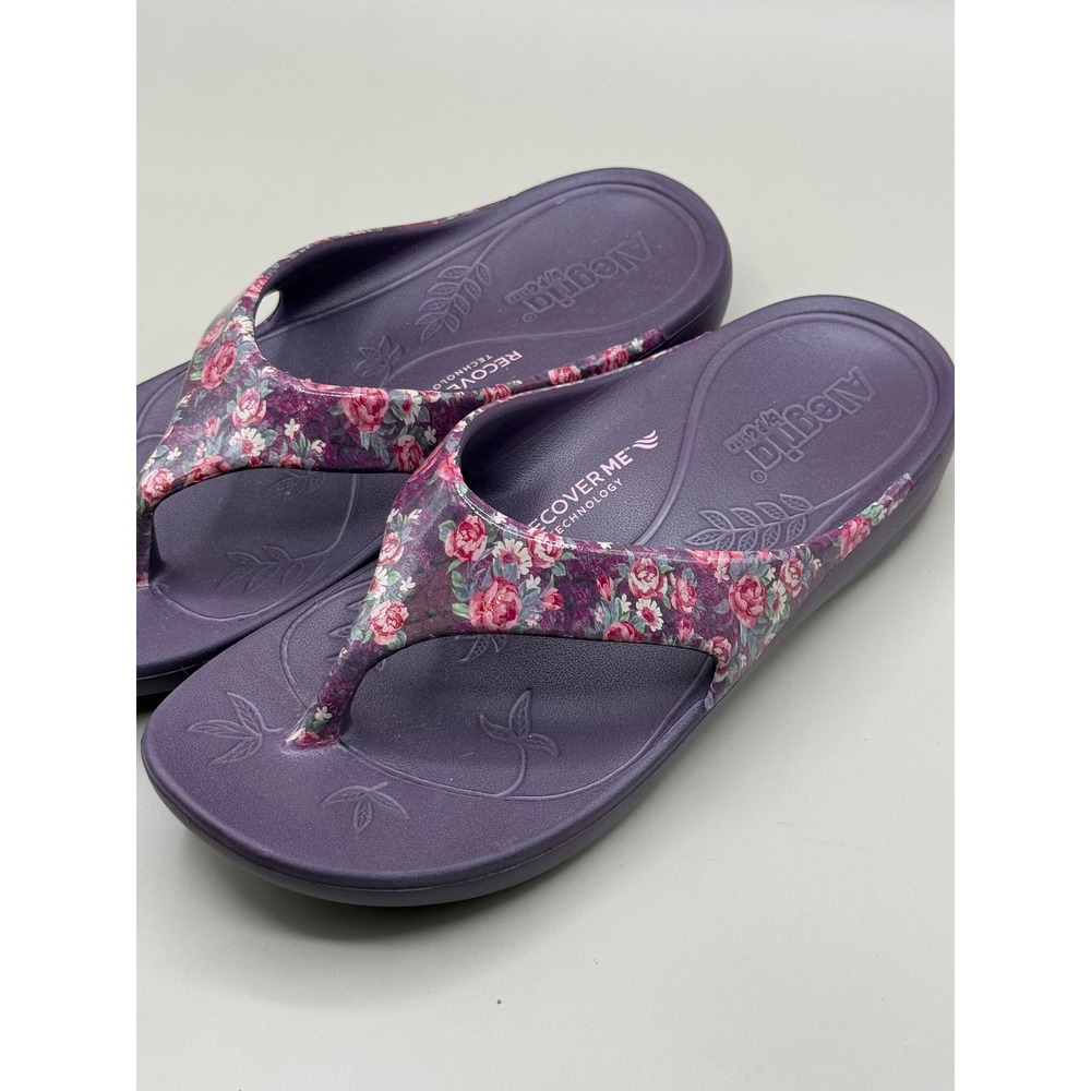 Alegria RecoverMe Purple Floral Thong Sandals Womens 36 Comfort Flip Flops
